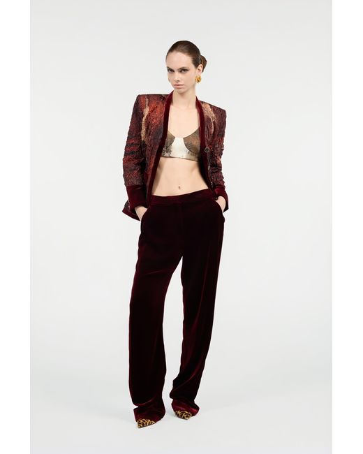 Roberto Cavalli Red Silk Jacket With Marble Print