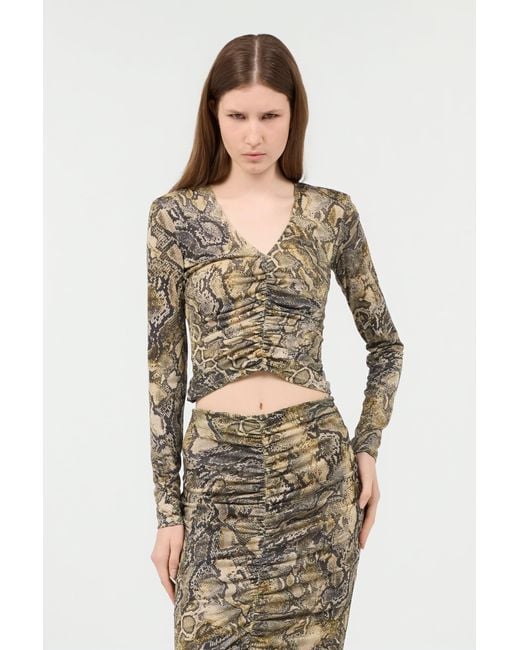 Roberto Cavalli White Top With Python Print