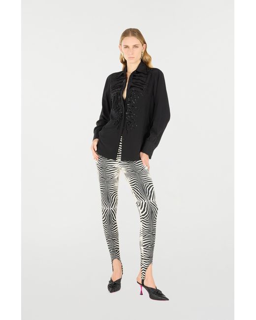 Roberto Cavalli Gray Zebra-Printed Leggings