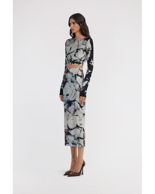 Roberto Cavalli White Marble Print Dress