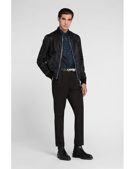 Roberto Cavalli Black Pleat-Detail Straight-Leg Trousers for men