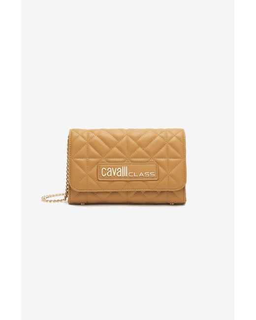 Borsa Con Tracolla A Catena Cavalli Class di Roberto Cavalli in Natural