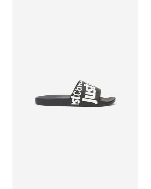 Roberto Cavalli Black Sliders With Logo for men