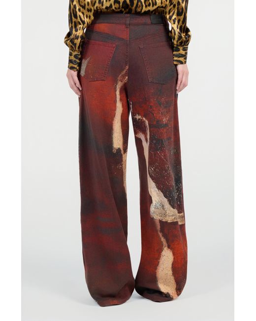 Roberto Cavalli Red Faded-Dye Effect Denim Jeans