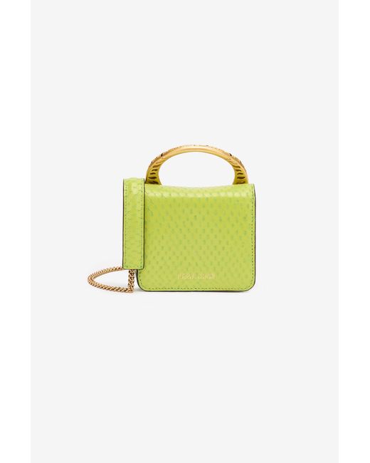 Roberto Cavalli Yellow Roar Bag With Bejeweled Tigers