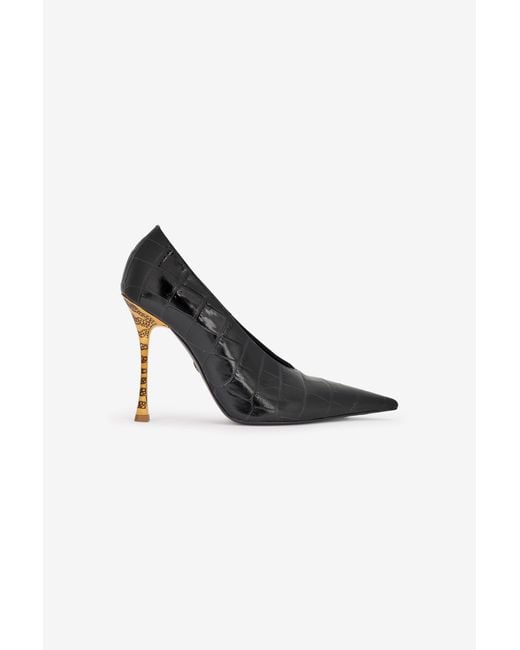 Roberto Cavalli Black Crocodile Scale-Effect Pumps