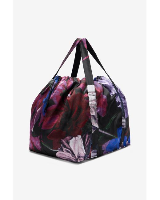 Roberto Cavalli Blue Shopper Bag With Floral Pattern