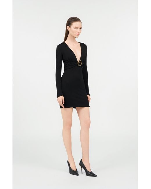 Roberto Cavalli Black Dress Mini With Plunging Neckline