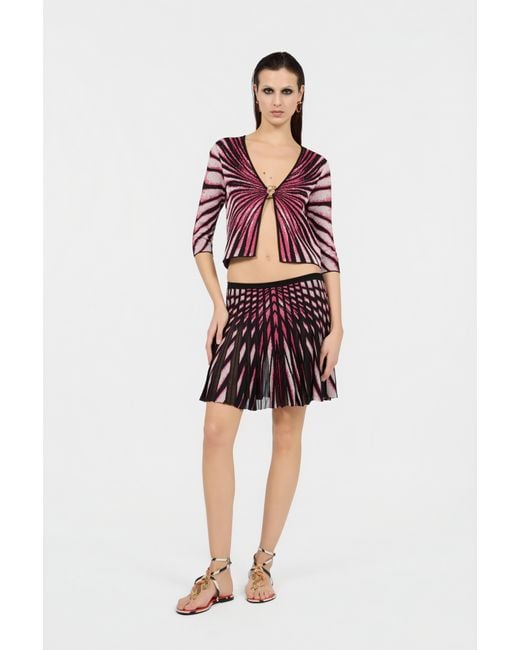 Roberto Cavalli Red Ray Of Paradise Print Mini Skirt