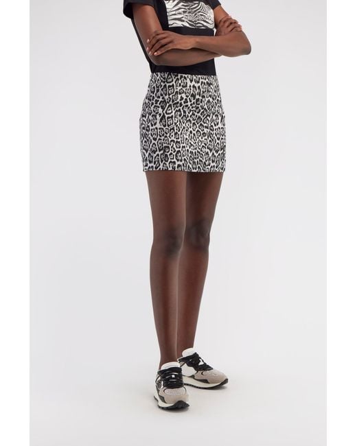 Roberto Cavalli Black Miniskirt With Leopard Print