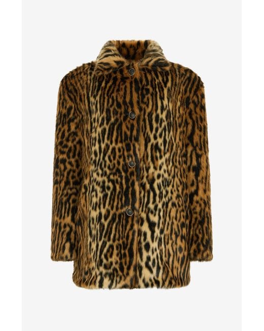 Roberto Cavalli Brown Leopard-Print Button Coat