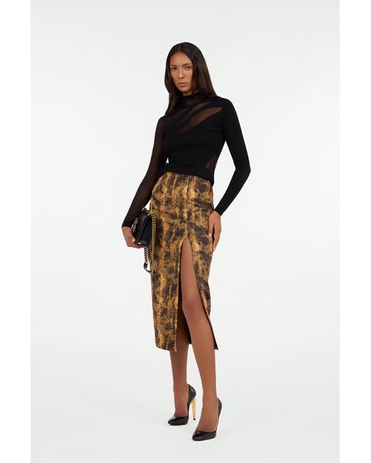 Roberto Cavalli Natural Cobra Print Pencil Skirt