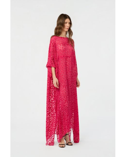 Roberto Cavalli Pink Caftan With Tone-On-Tone Animal Print