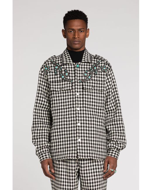 Roberto Cavalli Black Embellished Gingham Jacket for men