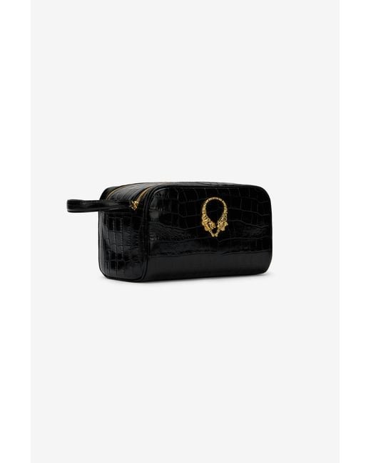 Roberto Cavalli Black Leather Cosmetic Case for men