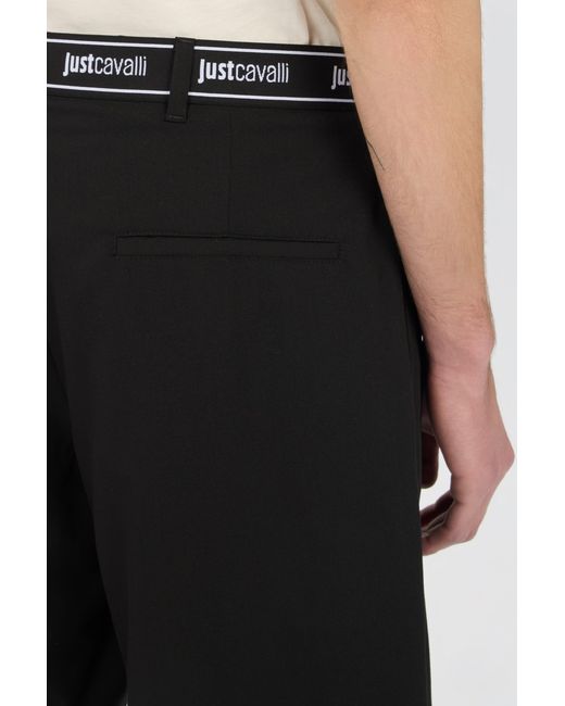 Roberto Cavalli Black Bermuda Shorts With Logo for men