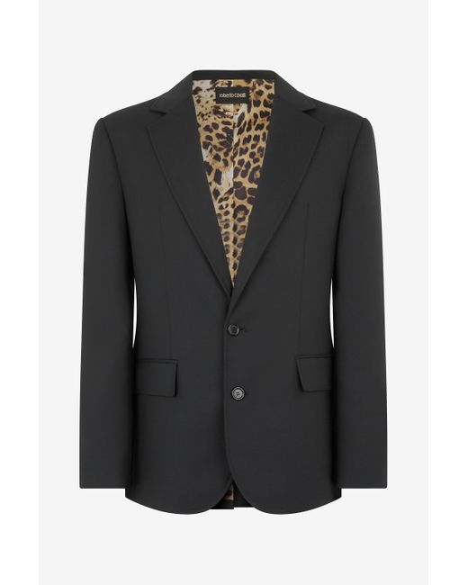 Roberto Cavalli Black Virgin Wool Jacket for men