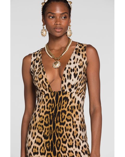 Roberto Cavalli White Jaguar-Print Dress