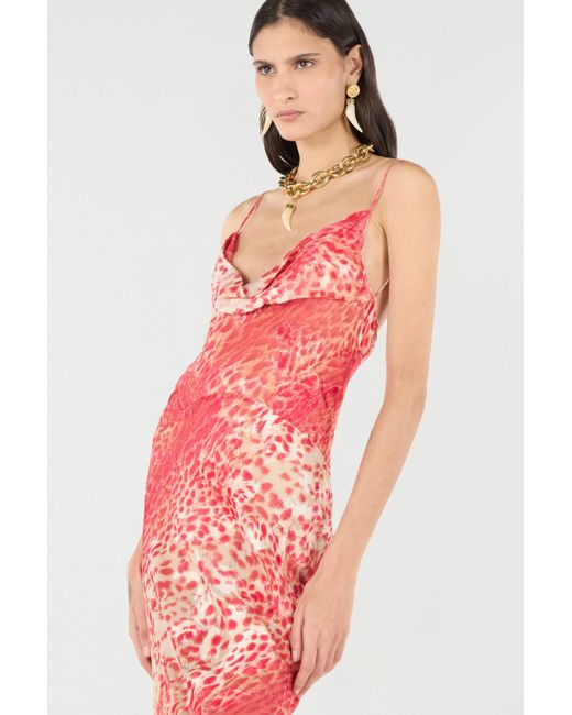 Roberto Cavalli Pink Long Dress With Jaguar Skin Print