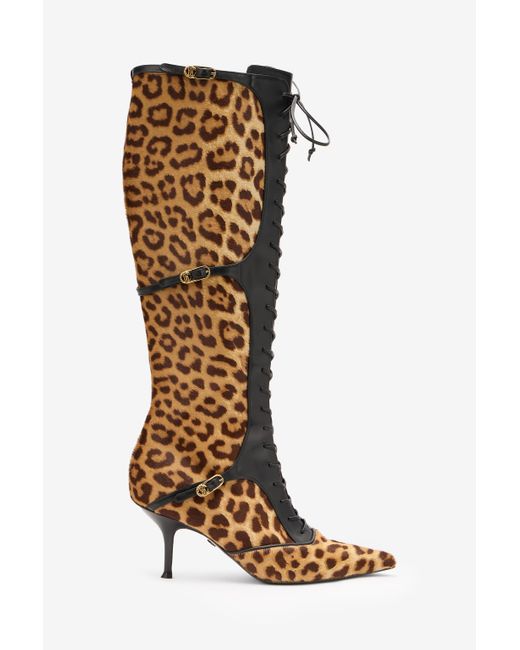 Bottes Pointues À Lacets Leopard Skin Roberto Cavalli en coloris Black