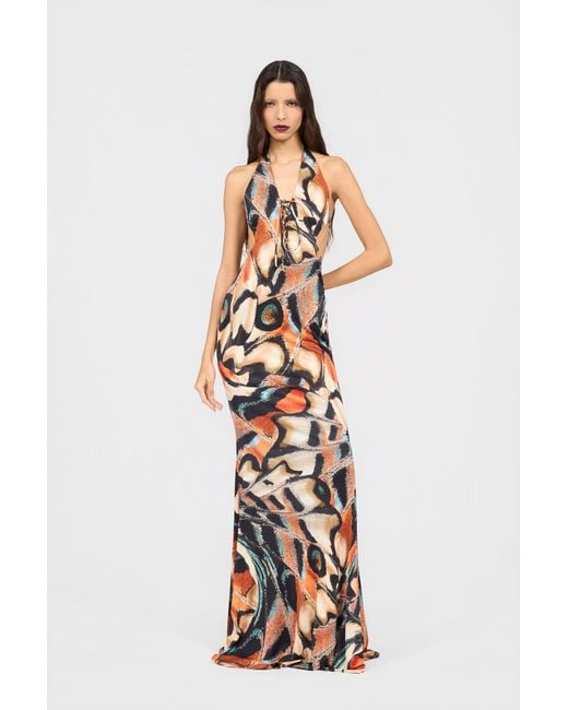 Roberto Cavalli White Butterfly Print Dress