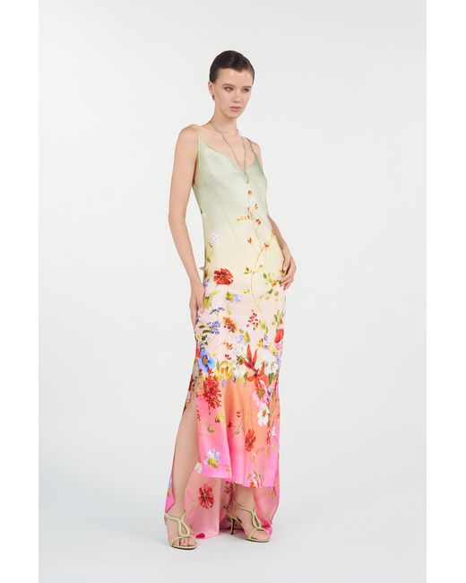 Roberto Cavalli White Maxi Dress With Miami Flowers Print