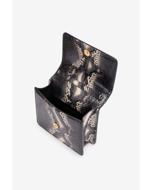 Roberto Cavalli Black Python-Print Roar Bag
