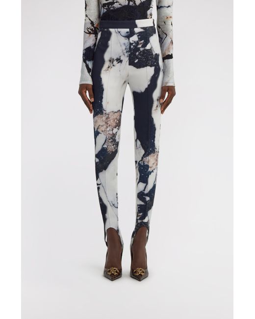 Roberto Cavalli Blue Marble Print Pants
