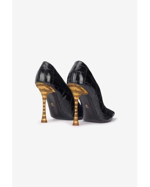 Roberto Cavalli Black Crocodile Scale-Effect Pumps