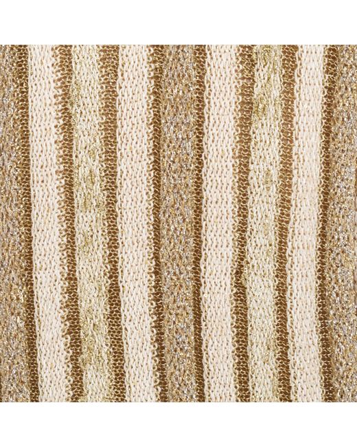 Roberto Cavalli Natural Striped Lurex Knit Top