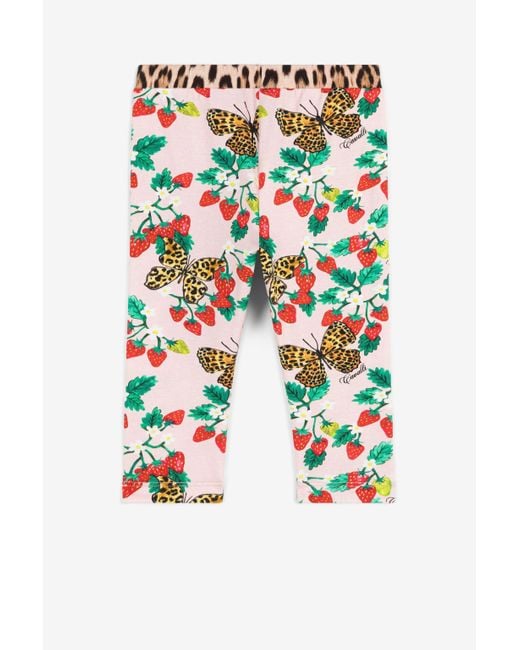 Leggings Con Stampe Farfalla E Fragole di Roberto Cavalli in Blue