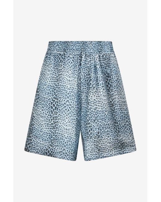 Roberto Cavalli Blue Baby Jaguar Print Fabric Shorts for men