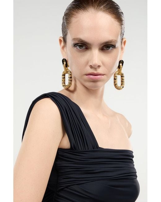 Roberto Cavalli Black Mini Dress With Ruffles