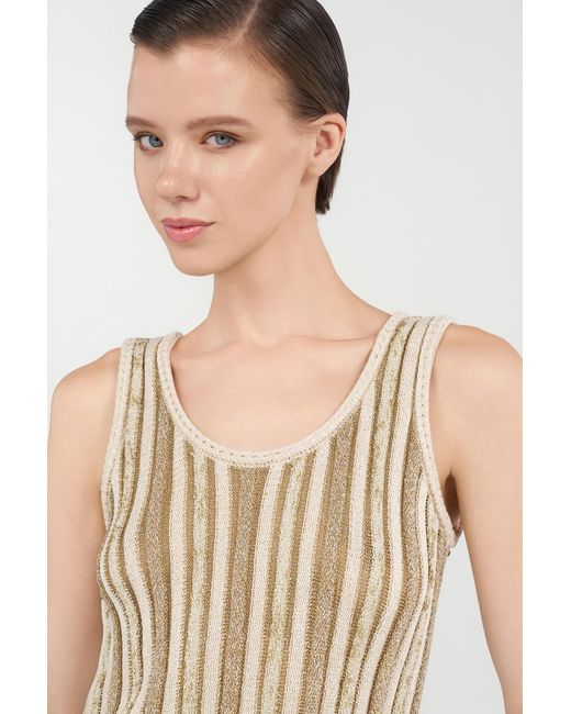 Roberto Cavalli Natural Striped Lurex Knit Top