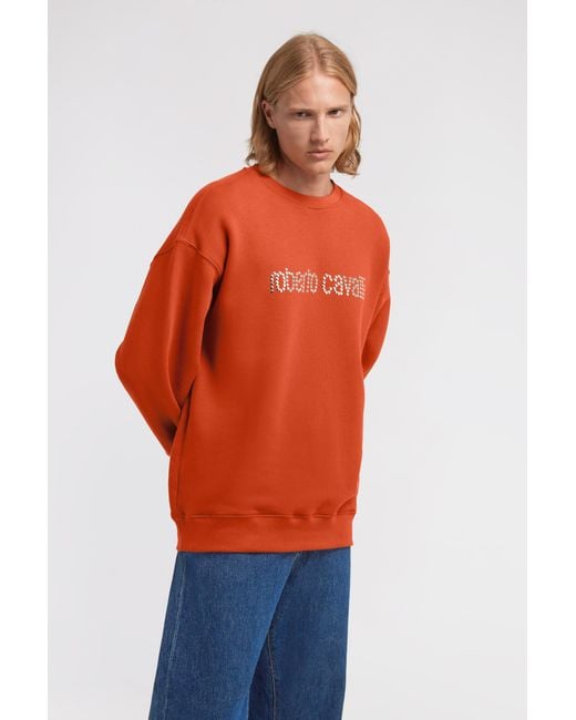 Roberto Cavalli Orange Logo Sweatshirt for men