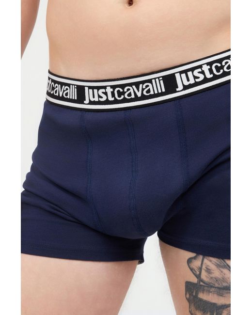 Roberto Cavalli Blue Boxers With Branded Band for men