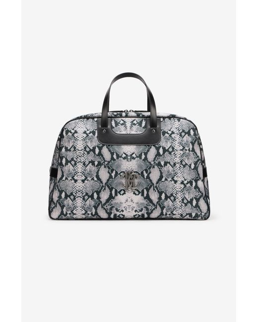 Borsa A Mano Stampa Python di Roberto Cavalli in Black da Uomo
