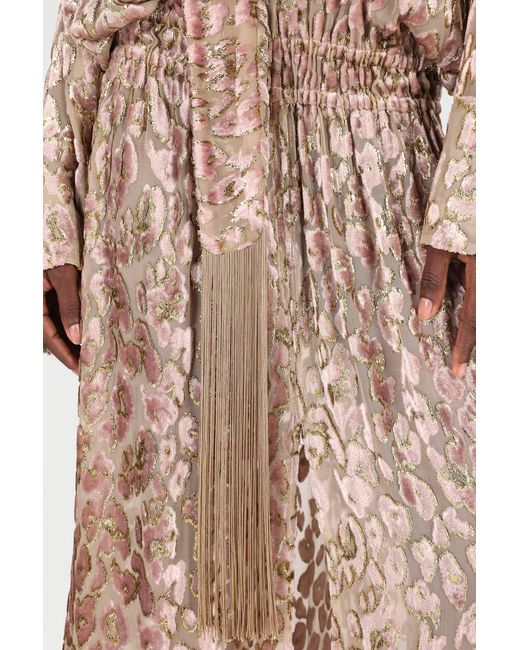 Roberto Cavalli Natural Long Dress With All-Over Dappled Pattern