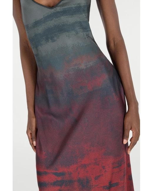 Roberto Cavalli Red Long Slip Dress With A Mottled Effect