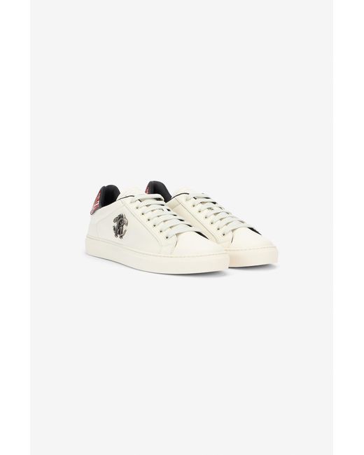 Roberto Cavalli Multicolor Ivory Leather Low Top Sneakers for men