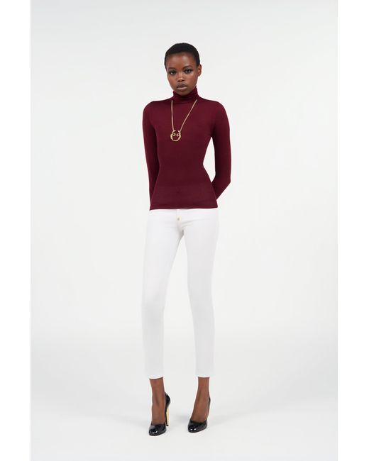 Roberto Cavalli Red Burgundy Turtleneck Top