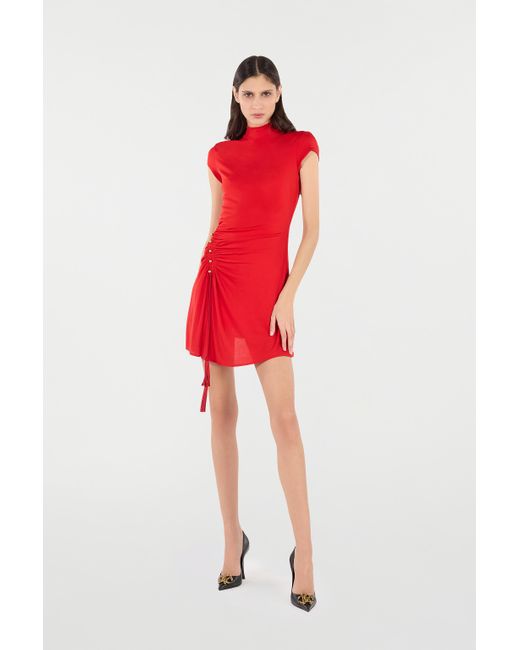 Roberto Cavalli Red Mini Dress With Ruched Detail