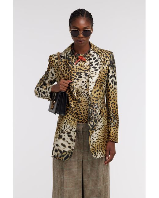 Roberto Cavalli Multicolor Jaguar Skin Print Blazer