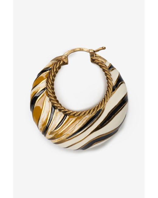 Roberto Cavalli Metallic Hoop Earrings With Ray Of Pattern