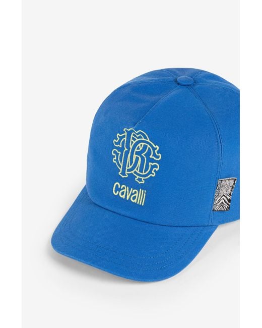 Roberto Cavalli Blue Rc Monogram-Embroidered Baseball Cap for men