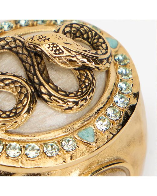 Roberto Cavalli Metallic Snake And Gemstone Ring
