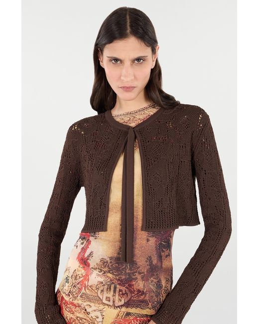Roberto Cavalli Black Crochet Effect Crop Top