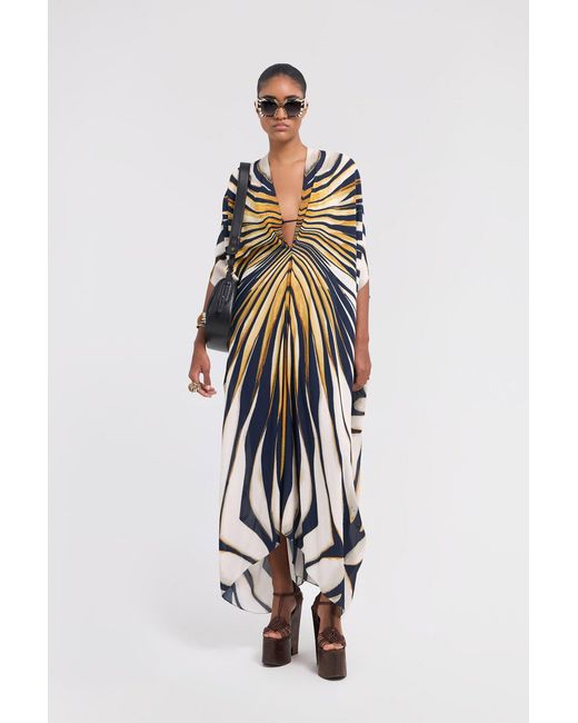 Roberto Cavalli White Ray Of Print Caftan