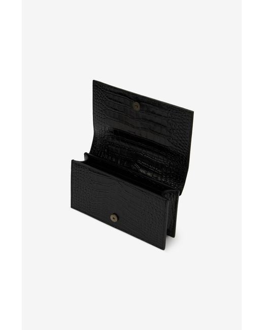 Roberto Cavalli Black Croc-Effect Bag With Monogram Rc