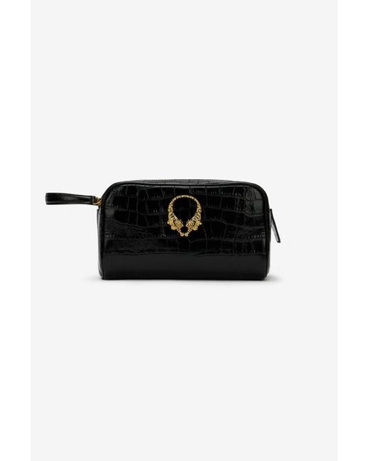 Roberto Cavalli Black Leather Cosmetic Case for men